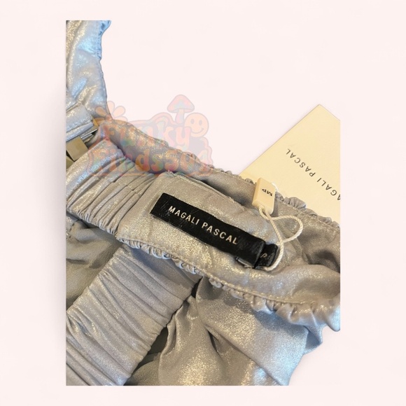 Magali Pascal Silver Foil Ruched Bralette Crop Top NWT Size S Sample Sale Luxury - Picture 4 of 7